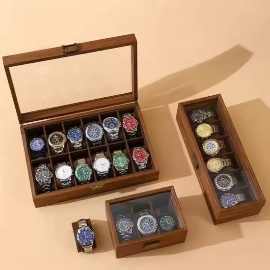 Luxury wooden jewelry organizer with compartments for rings and watches