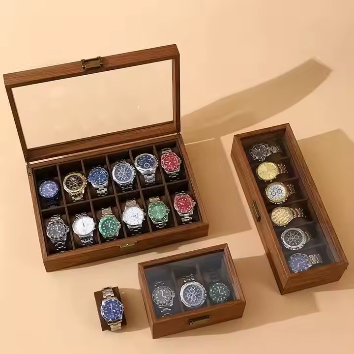 Luxury wooden jewelry organizer with compartments for rings and watches