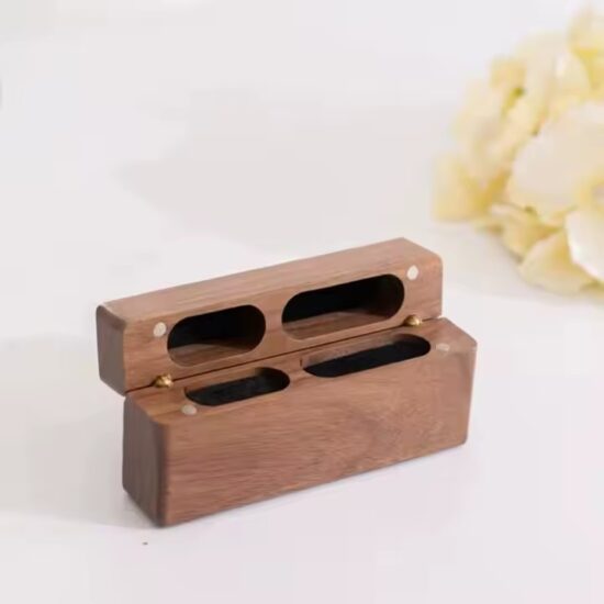 Custom luxury wooden engagement ring box with engraving
