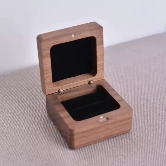 Custom luxury wooden engagement ring box with engraving