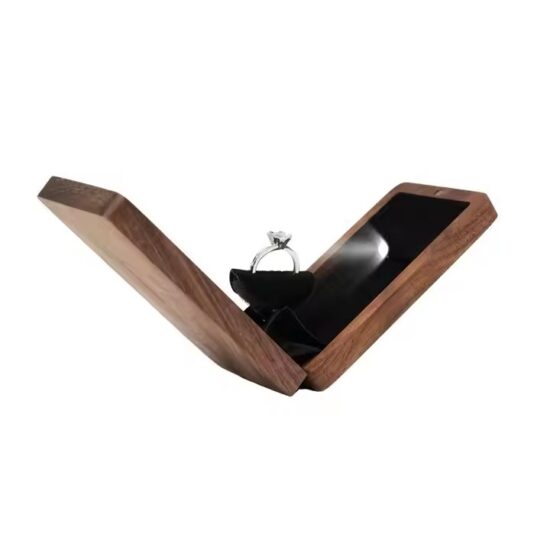 Custom luxury wooden engagement ring box with engraving
