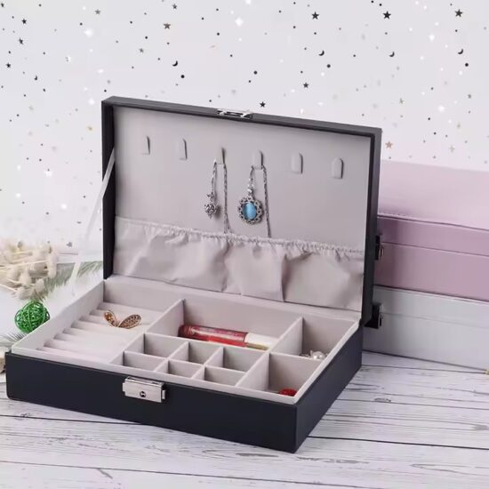 Luxury Travel Leather Jewelry Box with Compartments