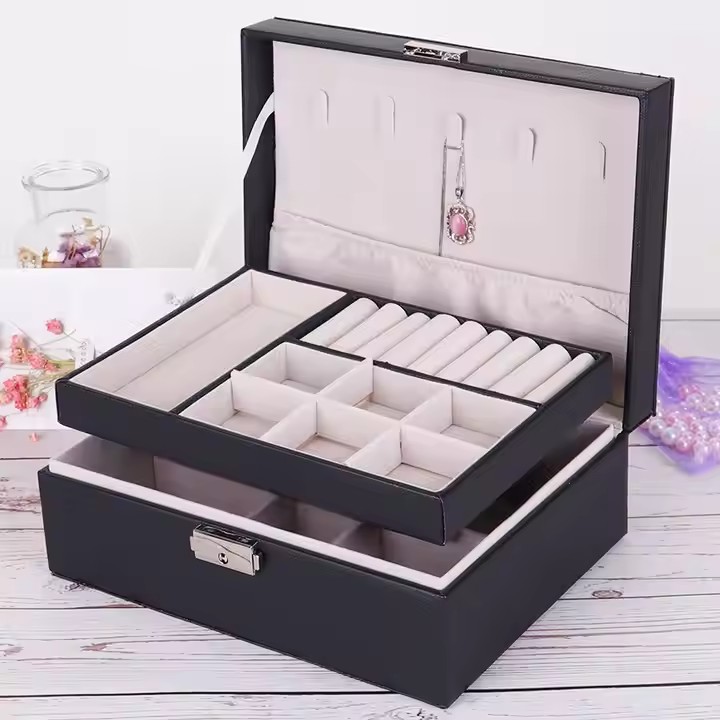Luxury Travel Leather Jewelry Box with Compartments