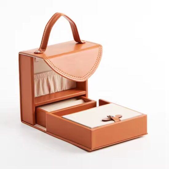 Luxury Real Leather Jewelry Organizer Box with Custom Branding