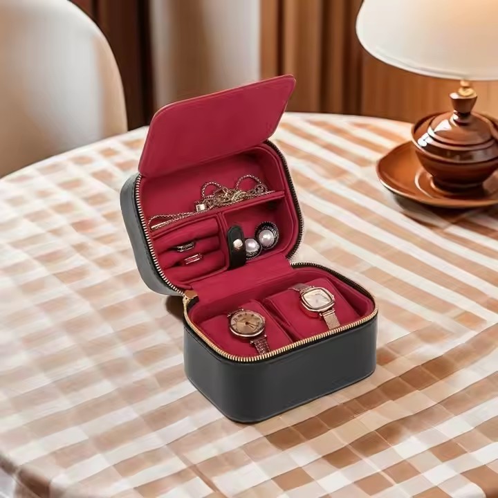 Luxury Real Leather Jewelry Organizer Box with Custom Branding