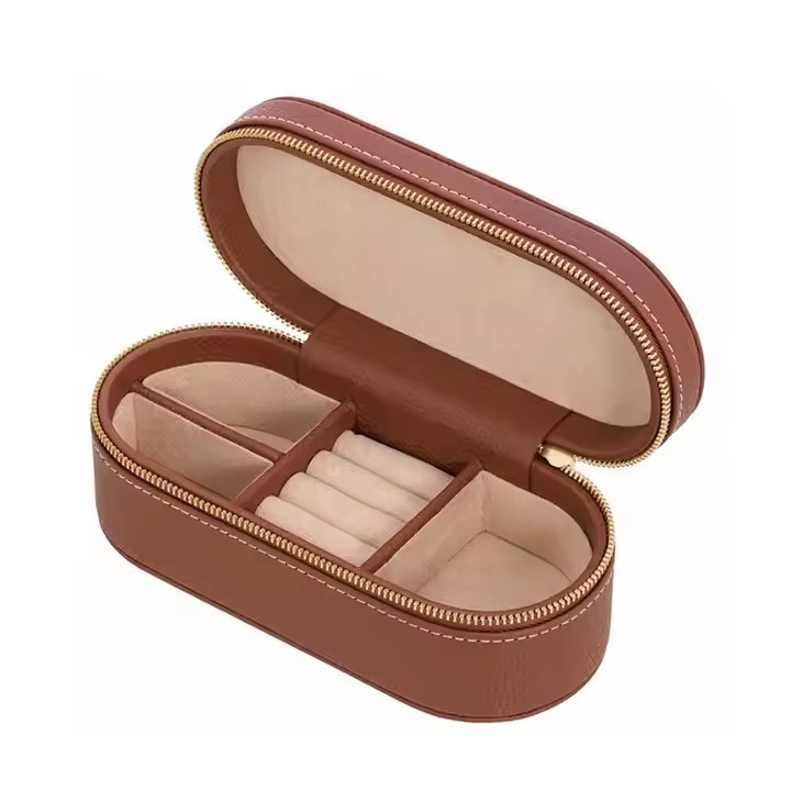 Custom Logo Luxury Travel Genuine Leather Jewelry Box for Women