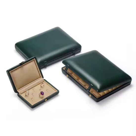 Stylish Vintage Genuine Leather Jewelry Box for Rings and Earrings 