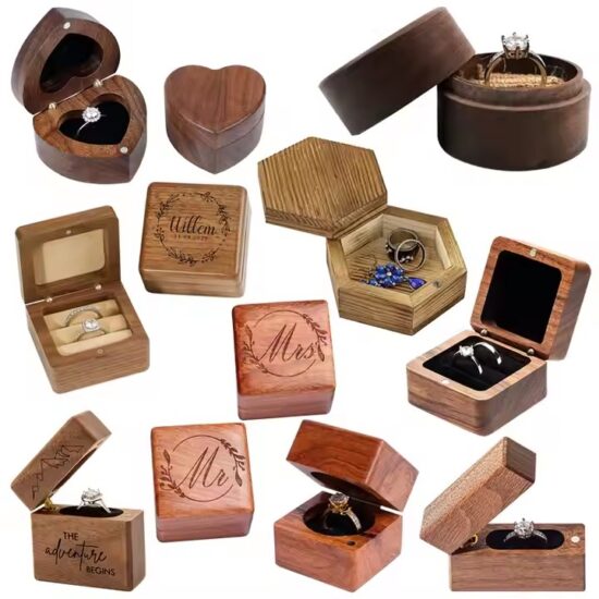 Custom shaped wooden jewelry box with elegant finish