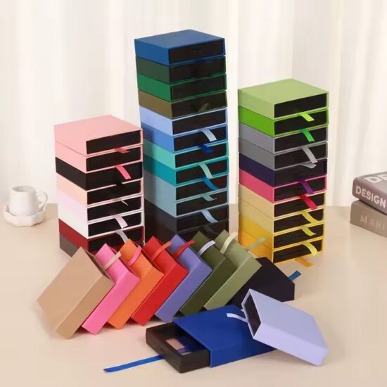 Personalized Sliding Drawer Paper Jewelry Boxes with Custom Branding