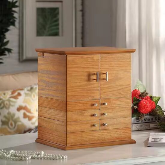 Luxury wooden jewelry storage box with multi-compartments and velvet lining