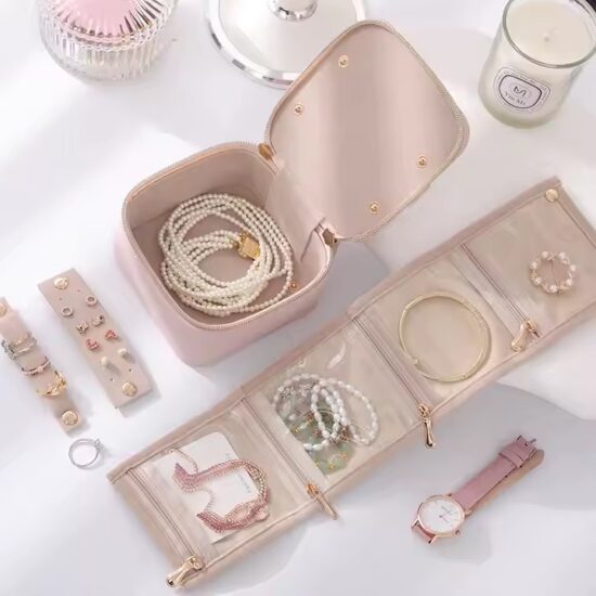 New Design Luxury Leather Travel Jewelry Box with Compartments