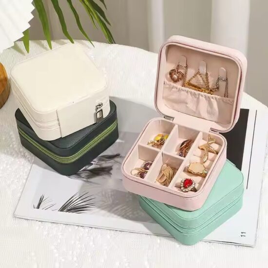 Custom Logo Mini Luxury Leather Jewelry Box for Travel