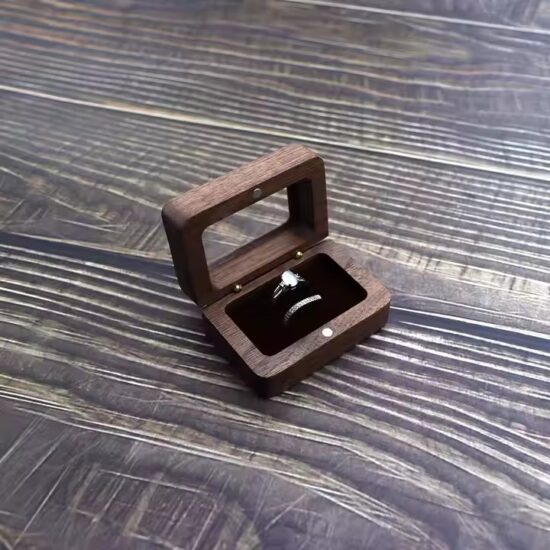 High-end wooden jewelry box with velvet interior and multiple compartments