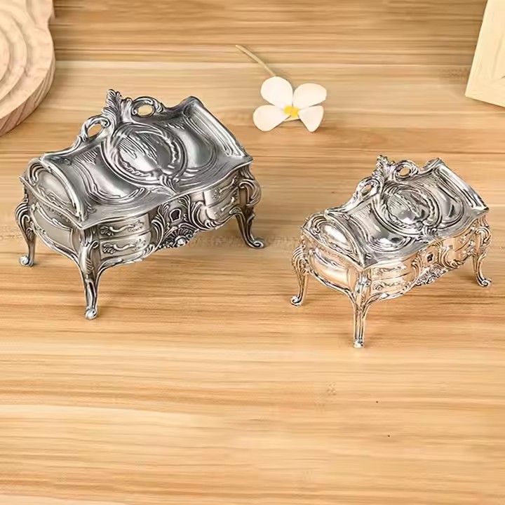 Bestselling Vintage Metal Jewelry Box with Ornate Detailing