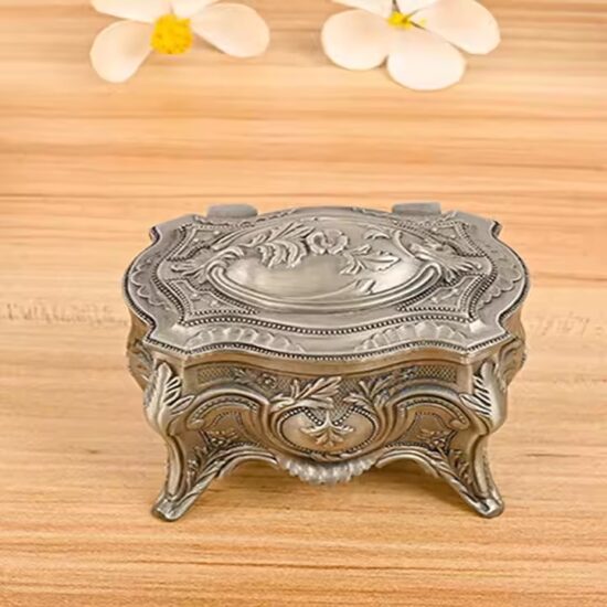 Bestselling Vintage Metal Jewelry Box with Ornate Detailing