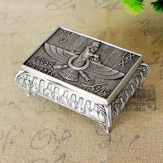 Luxury Vintage Decorative Metal Jewelry Box with Ornate Detailing