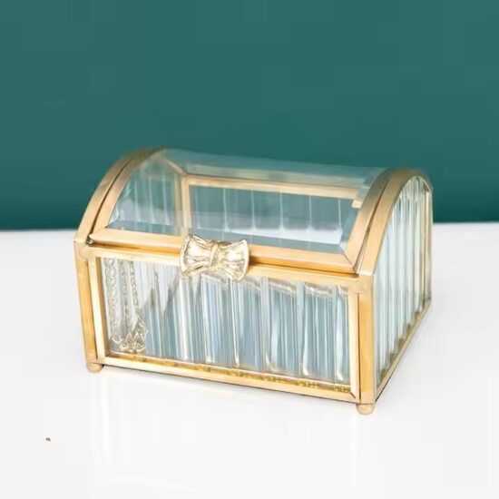 Luxury Glass Jewelry Organizer Box with Velvet Compartments