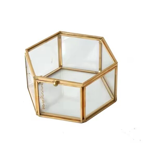 Luxury Glass Jewelry Organizer Box with Velvet Compartments