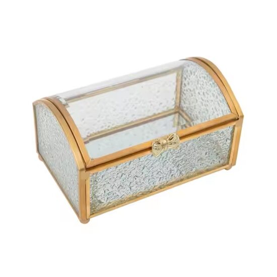 Luxury Glass Jewelry Organizer Box with Velvet Compartments