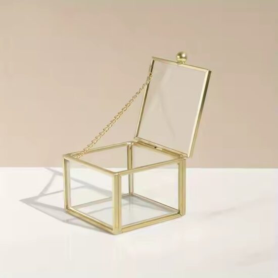 Glass Jewelry Box for Rings, Earrings, Bracelets, Necklaces & Wedding Gifts