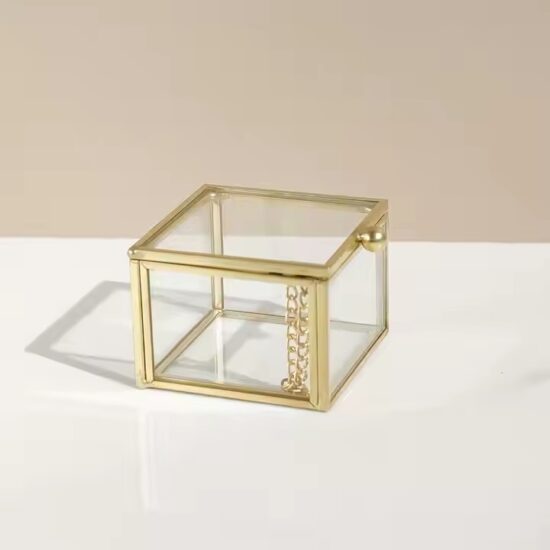 Glass Jewelry Box for Rings, Earrings, Bracelets, Necklaces & Wedding Gifts
