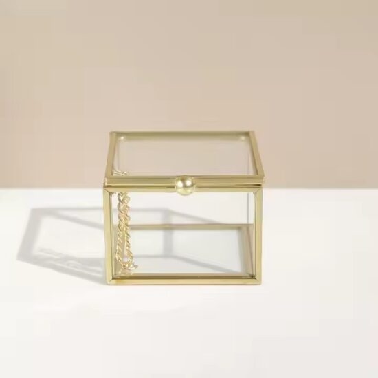 Glass Jewelry Box for Rings, Earrings, Bracelets, Necklaces & Wedding Gifts