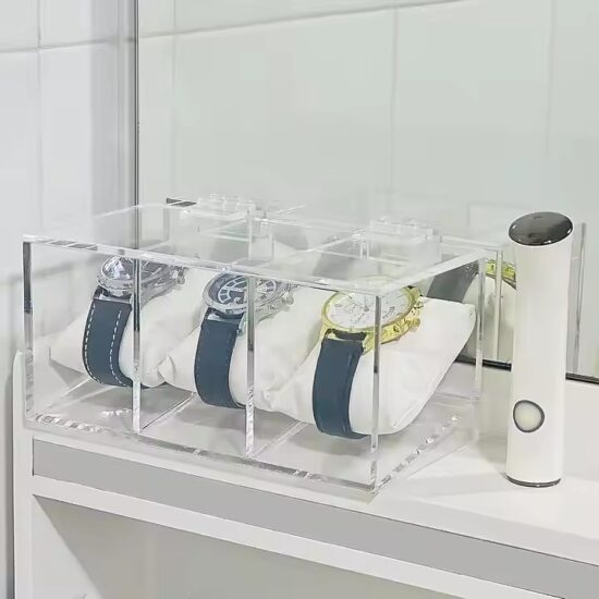 Transparent Acrylic Dustproof Watch Box with Display Function