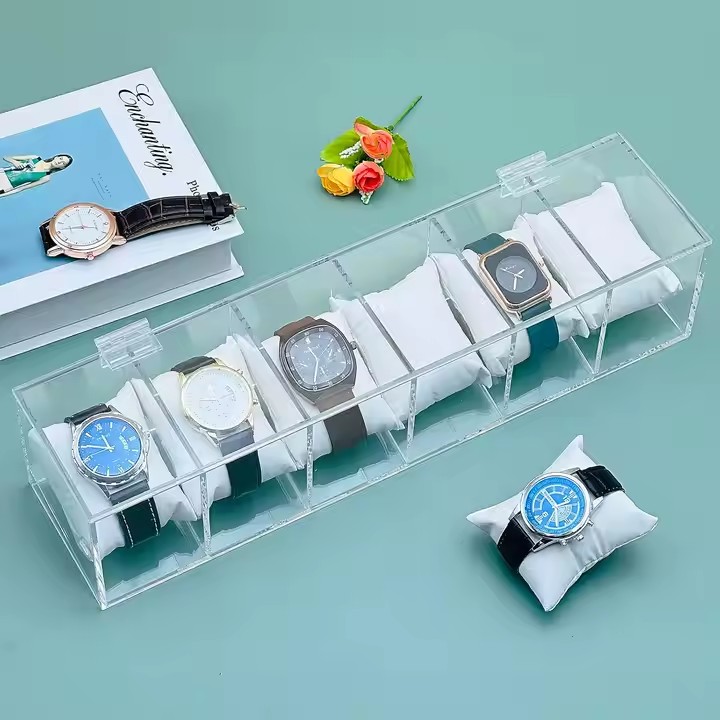 Transparent Acrylic Dustproof Watch Box with Display Function