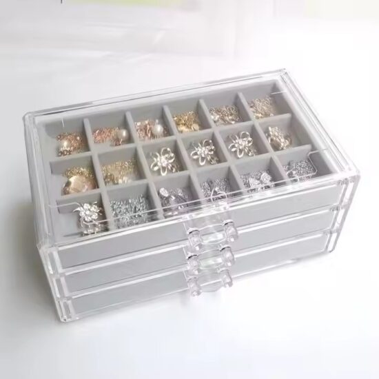 Multi-Layer Transparent Acrylic Jewelry Organizer for Earrings and Necklaces