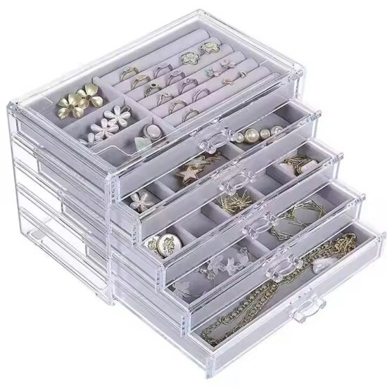 Multi-Layer Transparent Acrylic Jewelry Organizer for Earrings and Necklaces