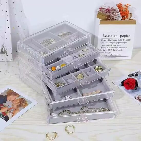 Multi-Layer Transparent Acrylic Jewelry Organizer for Earrings and Necklaces