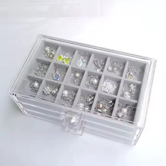Multi-Layer Transparent Acrylic Jewelry Organizer for Earrings and Necklaces