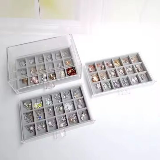 Multi-Layer Transparent Acrylic Jewelry Organizer for Earrings and Necklaces