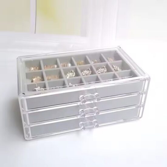 Multi-Layer Transparent Acrylic Jewelry Organizer for Earrings and Necklaces