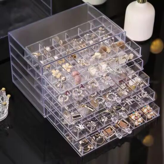 Custom Transparent Acrylic Jewelry Box with Compartments