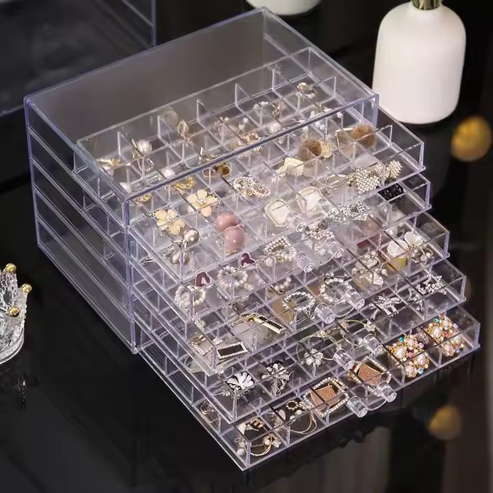 Custom Transparent Acrylic Jewelry Box with Compartments