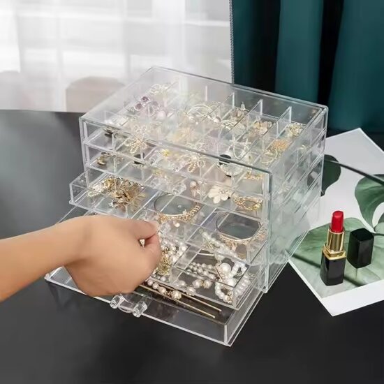 Custom Transparent Acrylic Jewelry Box with Compartments