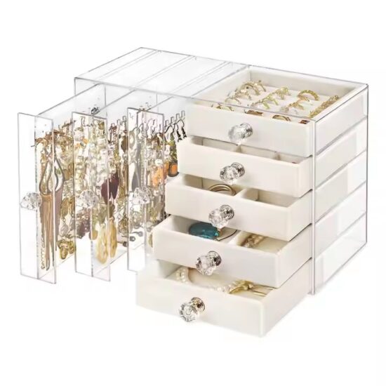 Custom Transparent Acrylic Jewelry Box with Compartments