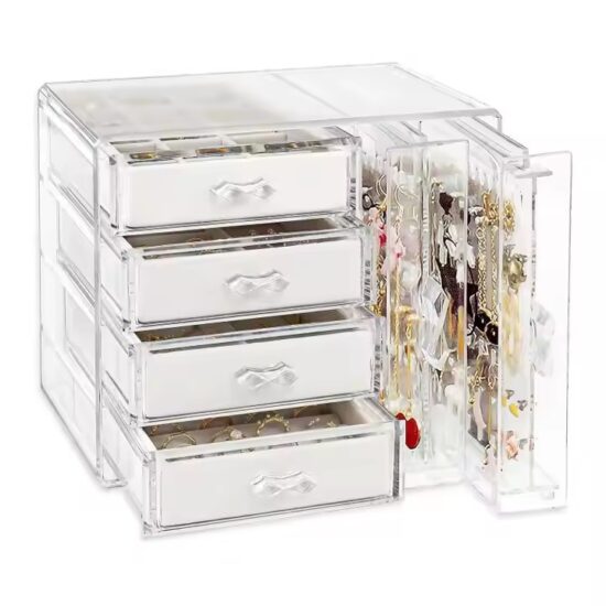 Custom Transparent Acrylic Jewelry Box with Compartments