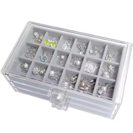 Custom Transparent Acrylic Jewelry Box with Compartments