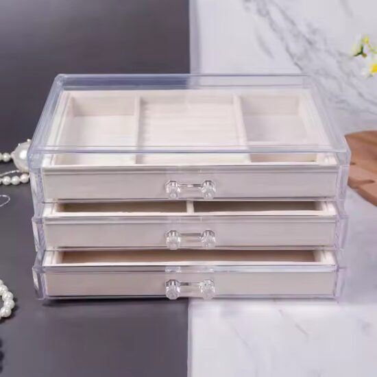 Multi-Layer Transparent Acrylic Jewelry Display Box for Retail