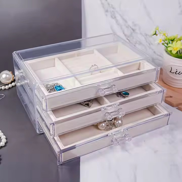 Multi-Layer Transparent Acrylic Jewelry Display Box for Retail