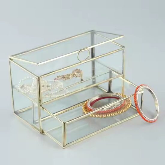Multifunctional Glass Jewelry Organizer with Velvet Compartments