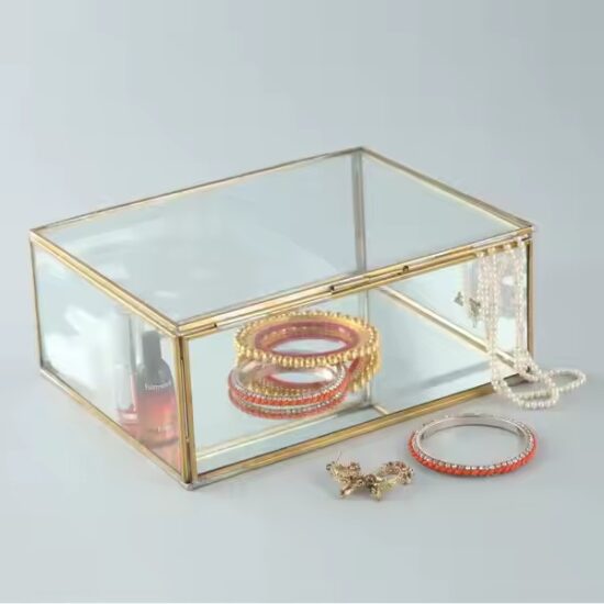Multifunctional Glass Jewelry Organizer with Velvet Compartments
