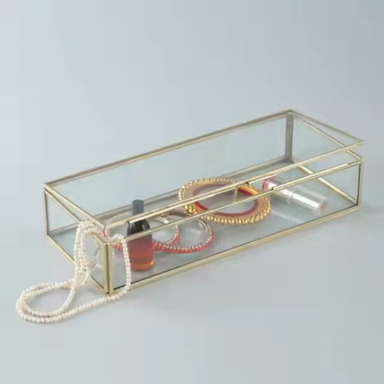 Multifunctional Glass Jewelry Organizer with Velvet Compartments