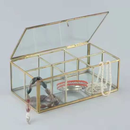 Multifunctional Glass Jewelry Organizer with Velvet Compartments
