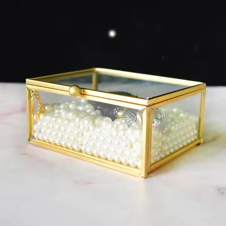 Multifunctional Glass Jewelry Organizer with Velvet Compartments