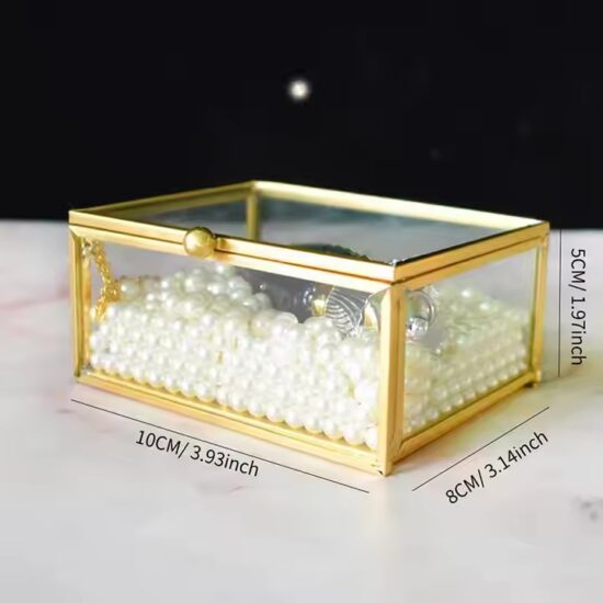 Multifunctional Glass Jewelry Organizer with Velvet Compartments