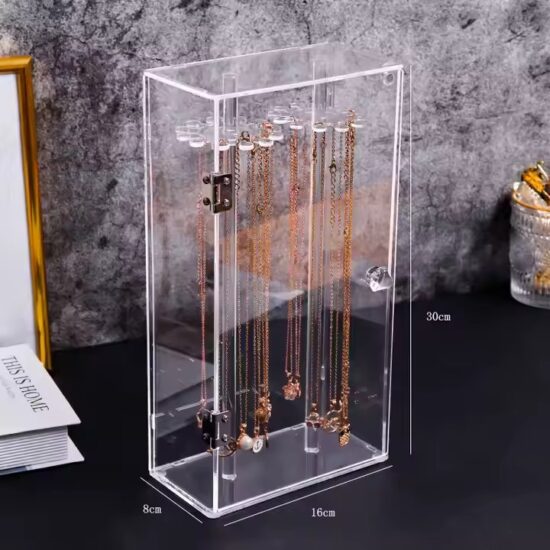 Transparent Acrylic Jewelry Box for Earrings, Necklaces, and Rings