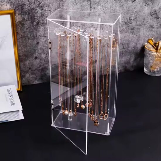 Transparent Acrylic Jewelry Box for Earrings, Necklaces, and Rings
